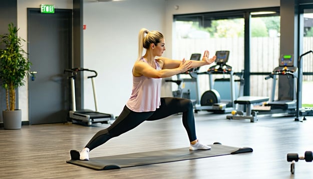 A serene gym space featuring a dedicated rehab coa