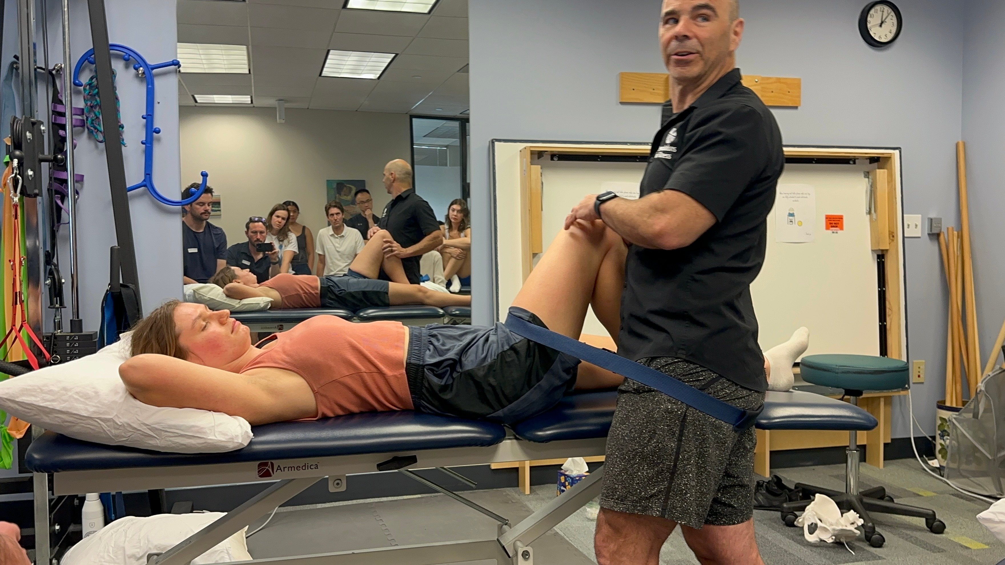 Patient receiving manual therapy on their lower leg at a running physical therapy clinic in Mountain View, CA