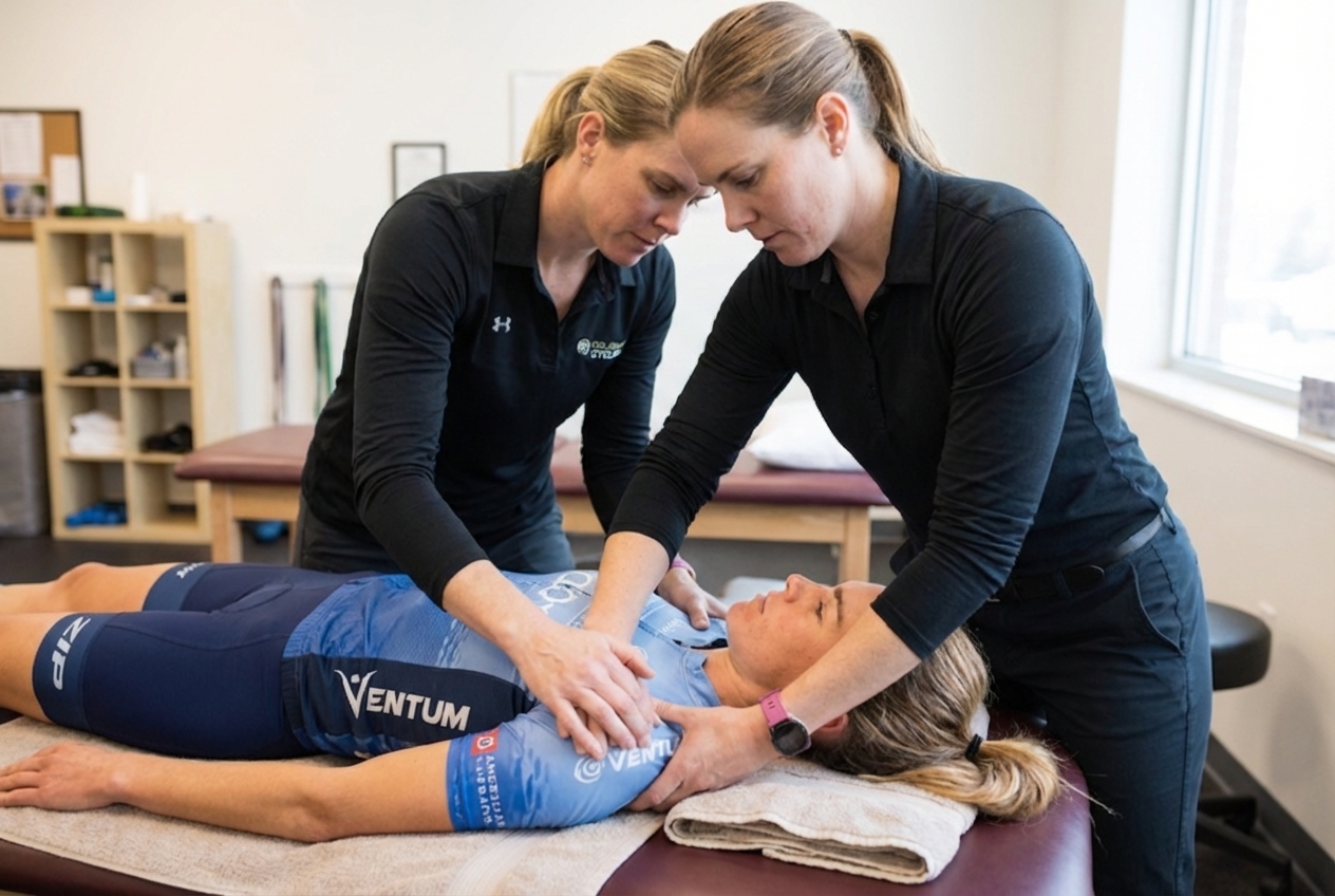 Patient receiving manual therapy treatment at a performance physical therapy clinic in Mountain View