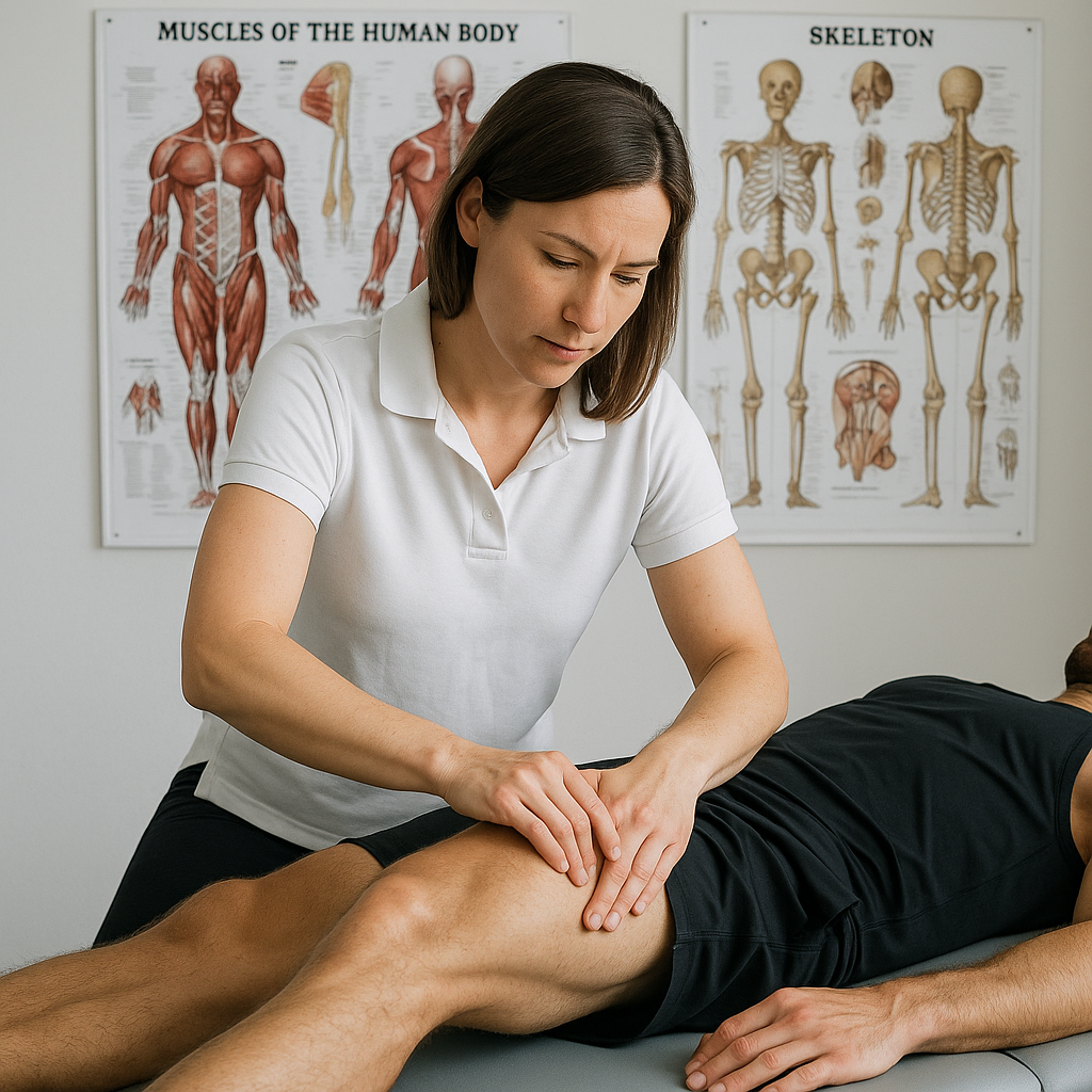 A licensed physical therapist performing Stecco Fa