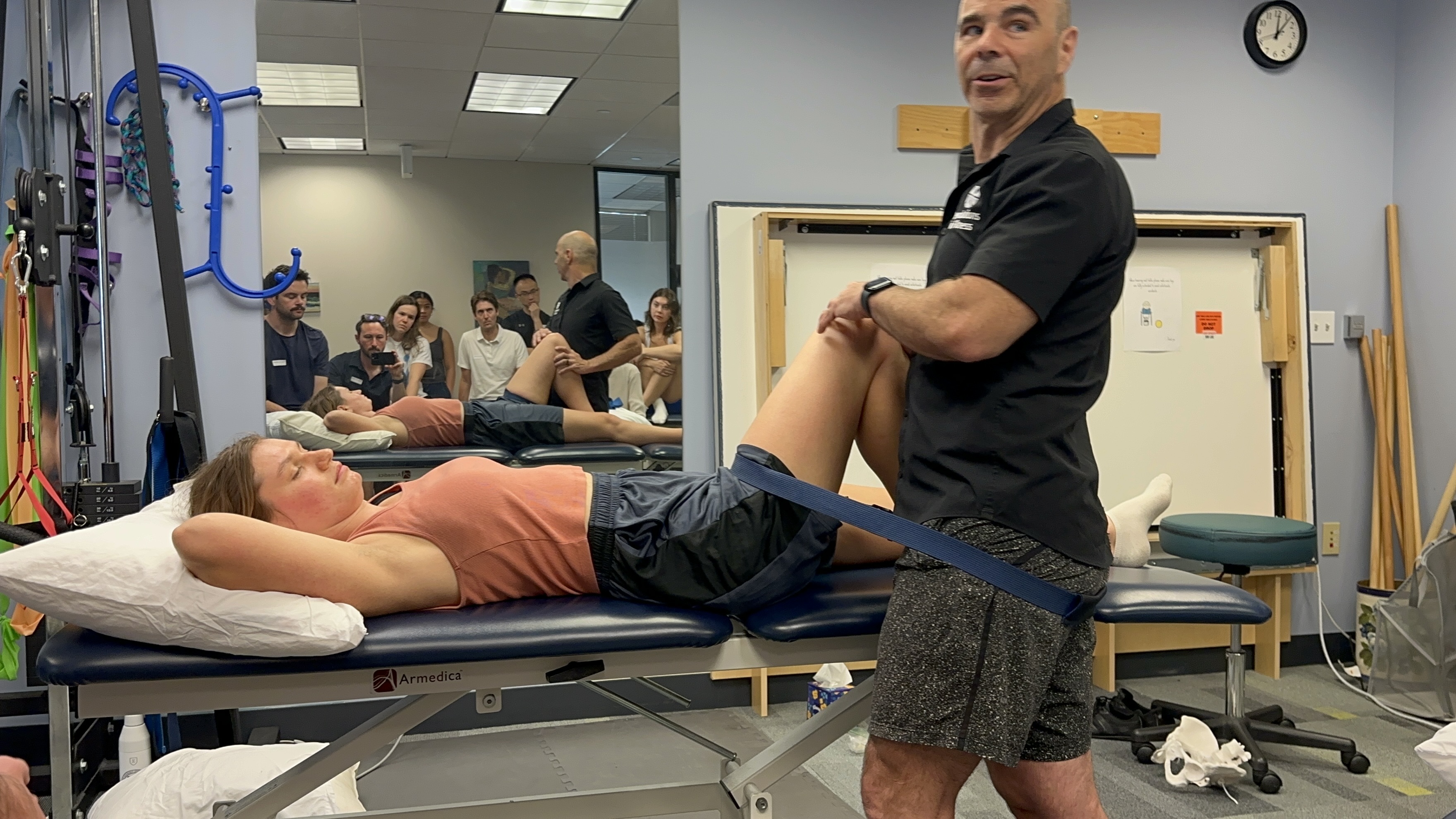 Patient receiving manual therapy on their lower leg at a running physical therapy clinic in Mountain View, CA