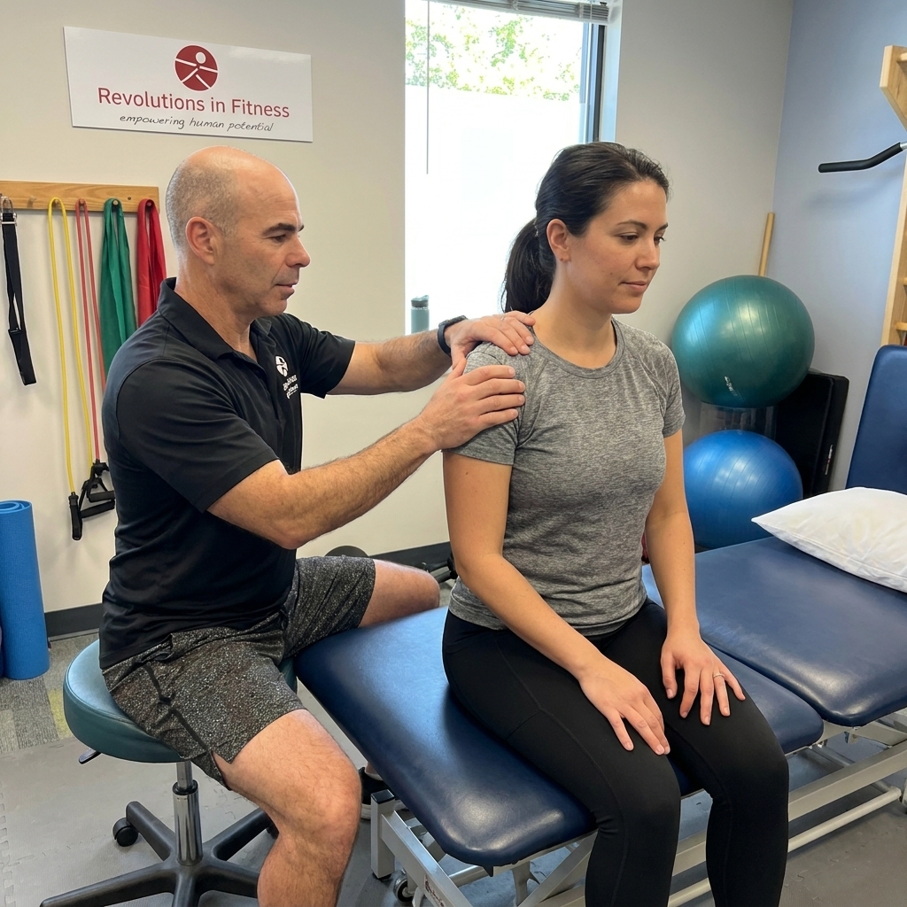 Patient working with a provider at a physical therapy clinic in Mountain View, CA during a one-on-one lower body rehabilitation session
